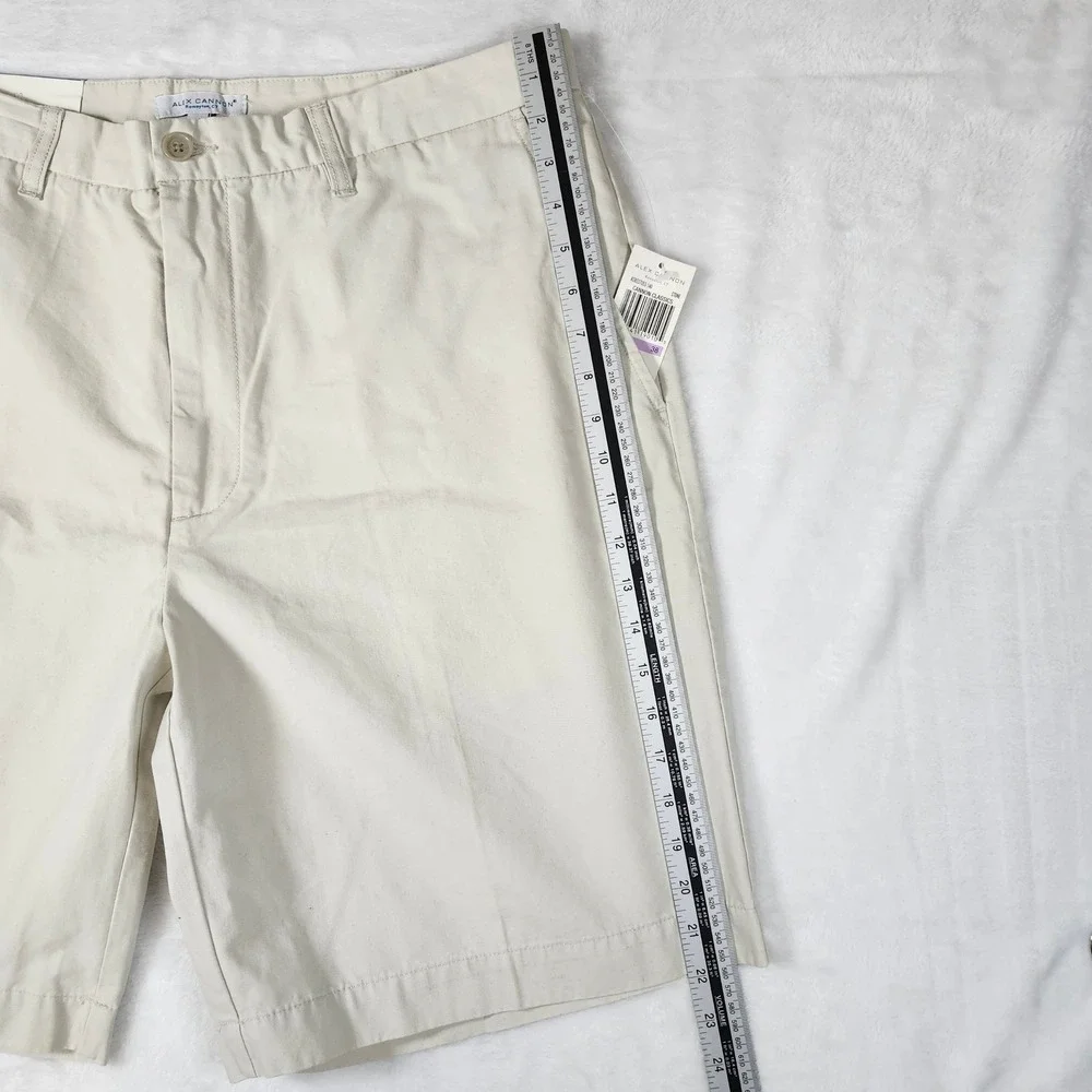 Alex Cannon Shorts Men 38 Stone New NWT Classics Flat Front‎ Cotton Blend